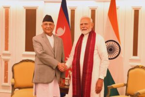 मोदीसँग ४५ मिनेट वार्ता गरेपछि प्रधानमन्त्री ओलीले भने– राम्रो कुराकानी भयो