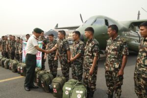 भुकम्प प्रकरण – मेडिकल राहतसहित नेपाली सेनाको टोली म्यानमार प्रस्थान